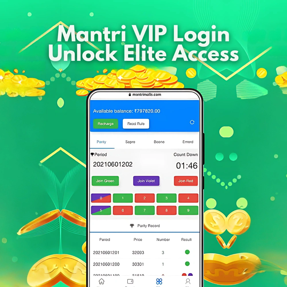 MantriMall App color-prediction gaming platform with secure transactions and referral bonuses